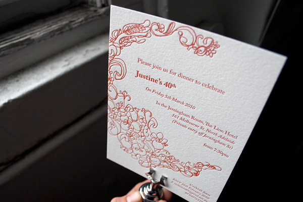 Flourish Letterpress Birthday Party Invitation