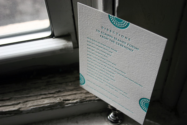 Letterpress Directions Card Letterpress Directions Card