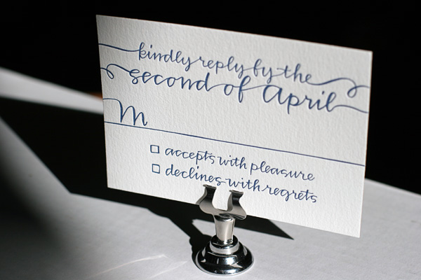 Calligraphy Letterpress Reply Card