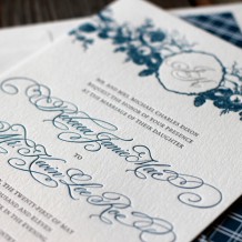 mediterranean and pewter invitation