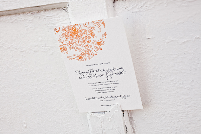 floral letterpress wedding invitations