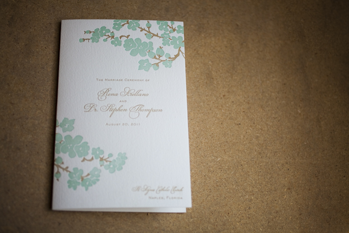 Bella_Mimosa_Seamist-AntiqueGold_MG_9544 floral letterpress reception pieces