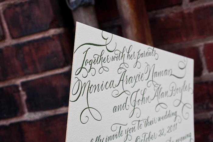 hand calligraphy letterpress wedding invitations
