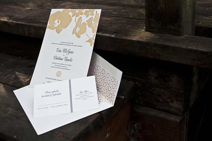 Bella_Paradise_Amber-PrussianBlue tropical chic letterpress wedding invitations