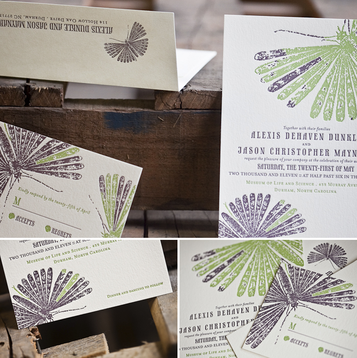 Flit_Diptych nature inspired letterpress wedding invitations