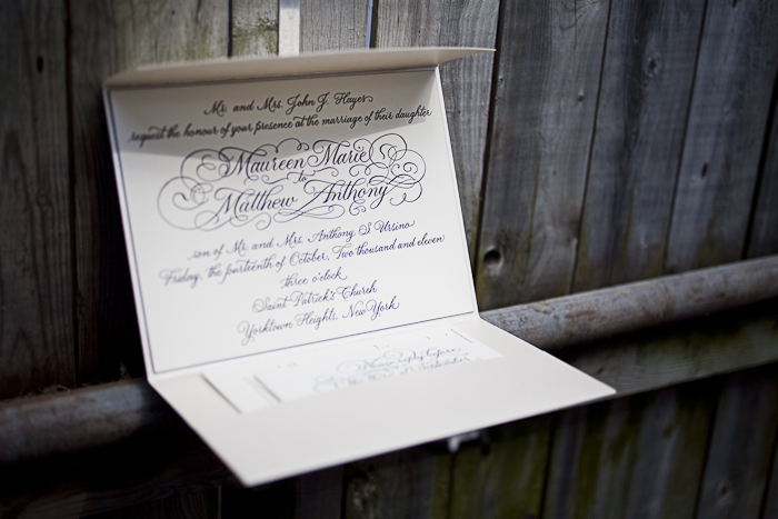 elegant calligraphy letterpress wedding invitations