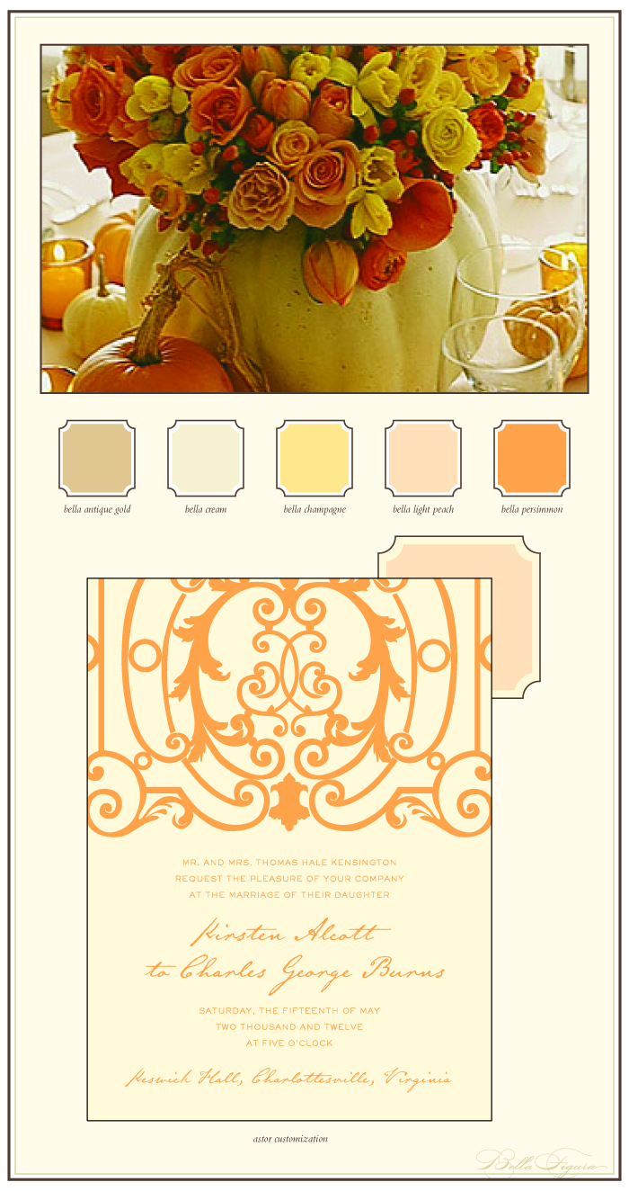 fall theme letterpress wedding invitation