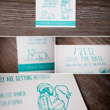 Allegory-grid vibrant and whimsical summer letterpress save the date