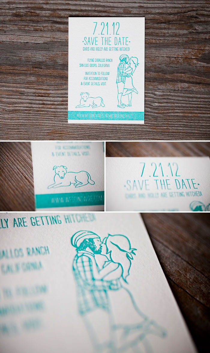 vibrant and whimsical summer letterpress save the date