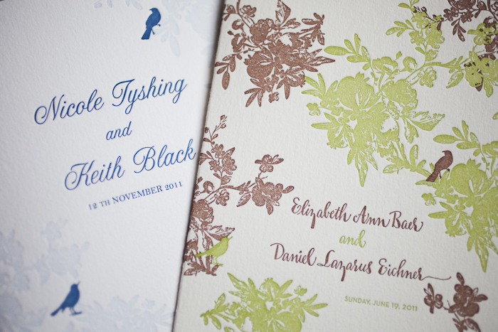 vintage vendage letterpress wedding programs