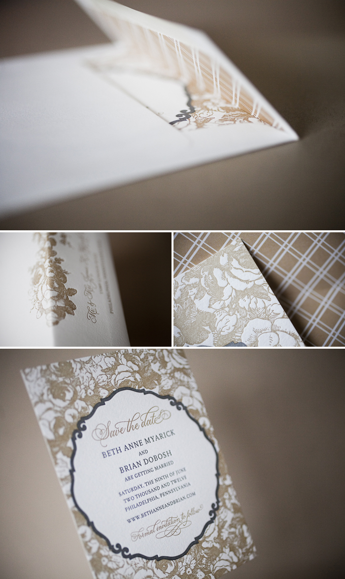 modern romantic calligraphy letterpress save the dates