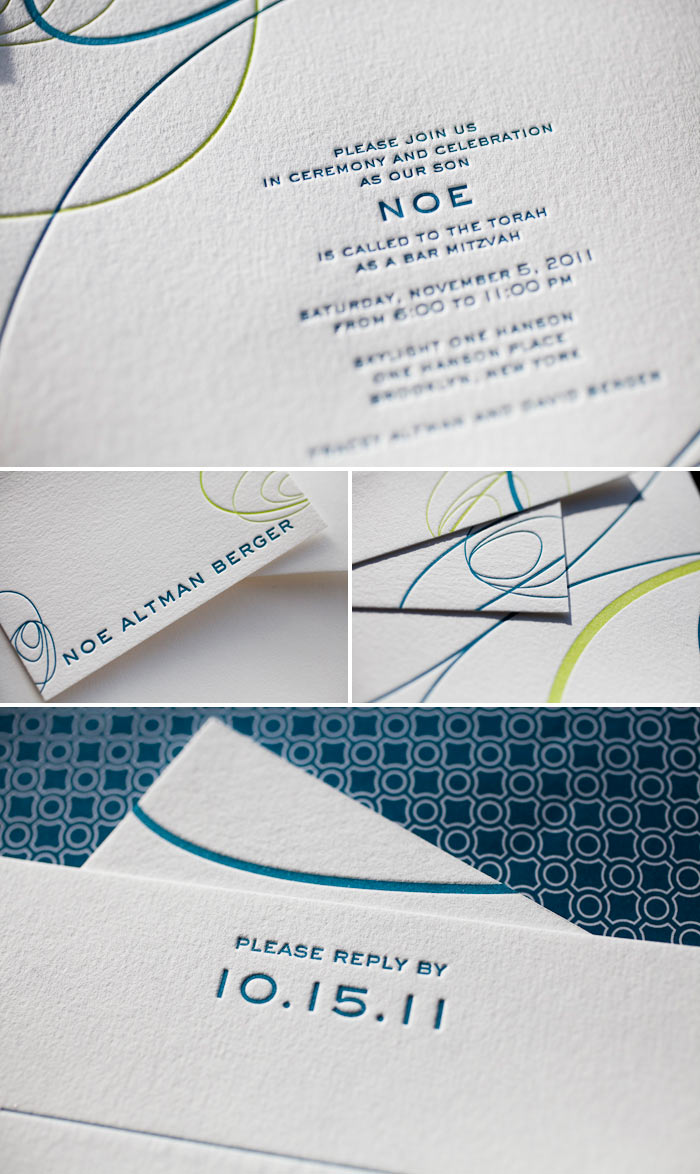 Suyra-633-SpringGreen colorful letterpress bar mitzvah invitation
