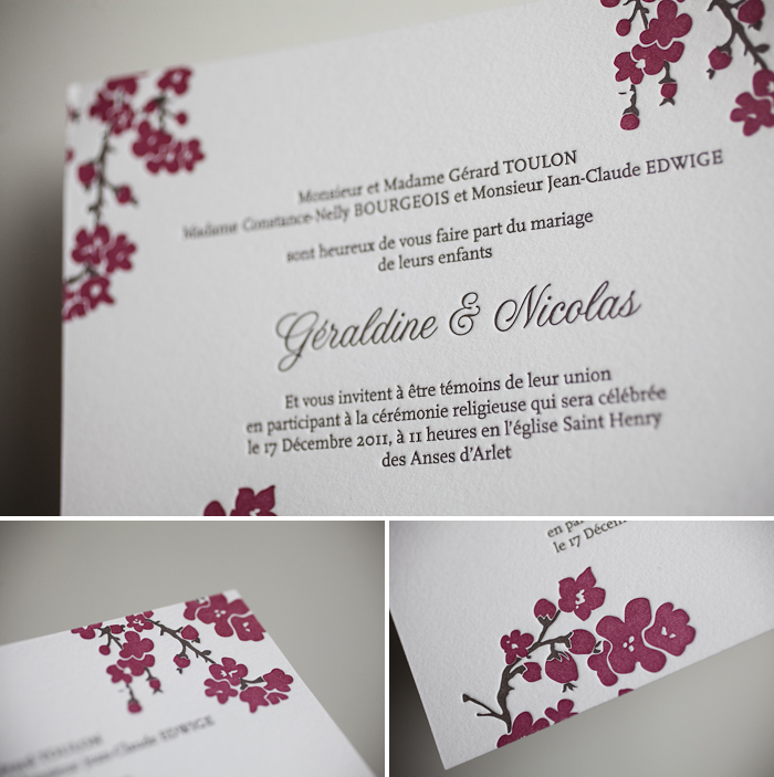 bilingual letterpress wedding invitations
