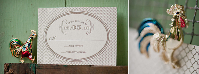 Harlow A vintage, frame-inspired letterpress invitation from Bella Figura