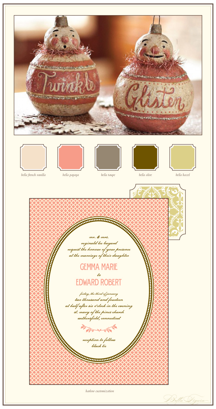 christmas inspired letterpress wedding invitation ideas