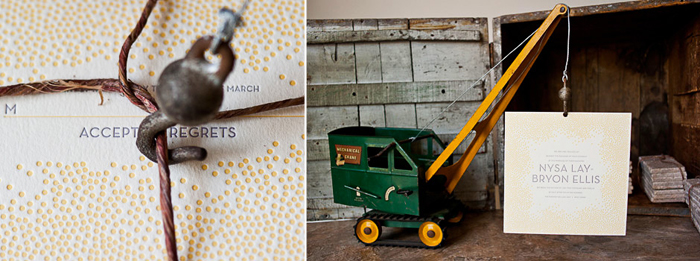 A modern, confetti-like invitation by Kamal for Bella Figura