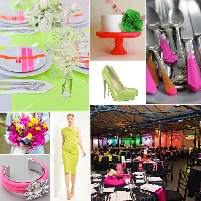 neon-wedding-grid Bella Figura offers tips for how you can plan a wedding with neon accents -- a wedding trend that will be huge in 2012