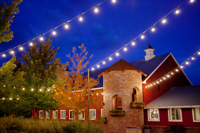 The barn at Jennifer & John Stark's wedding -- a Bella Figura real wedding Jennifer and John had an elegant September wedding complete with a barn and twinkly lights