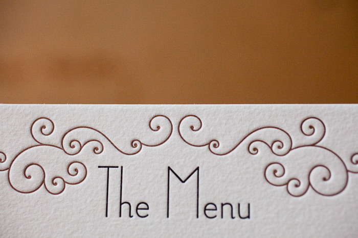 letterpress wedding menu