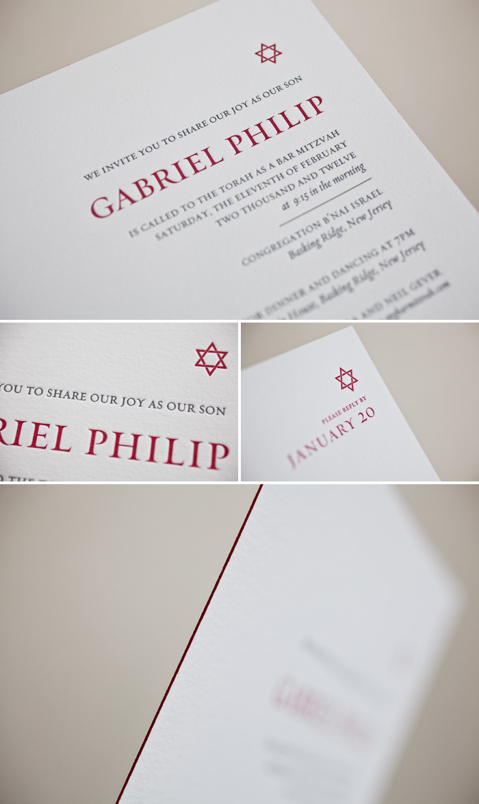 modern letterpress bar mitzvah invitations