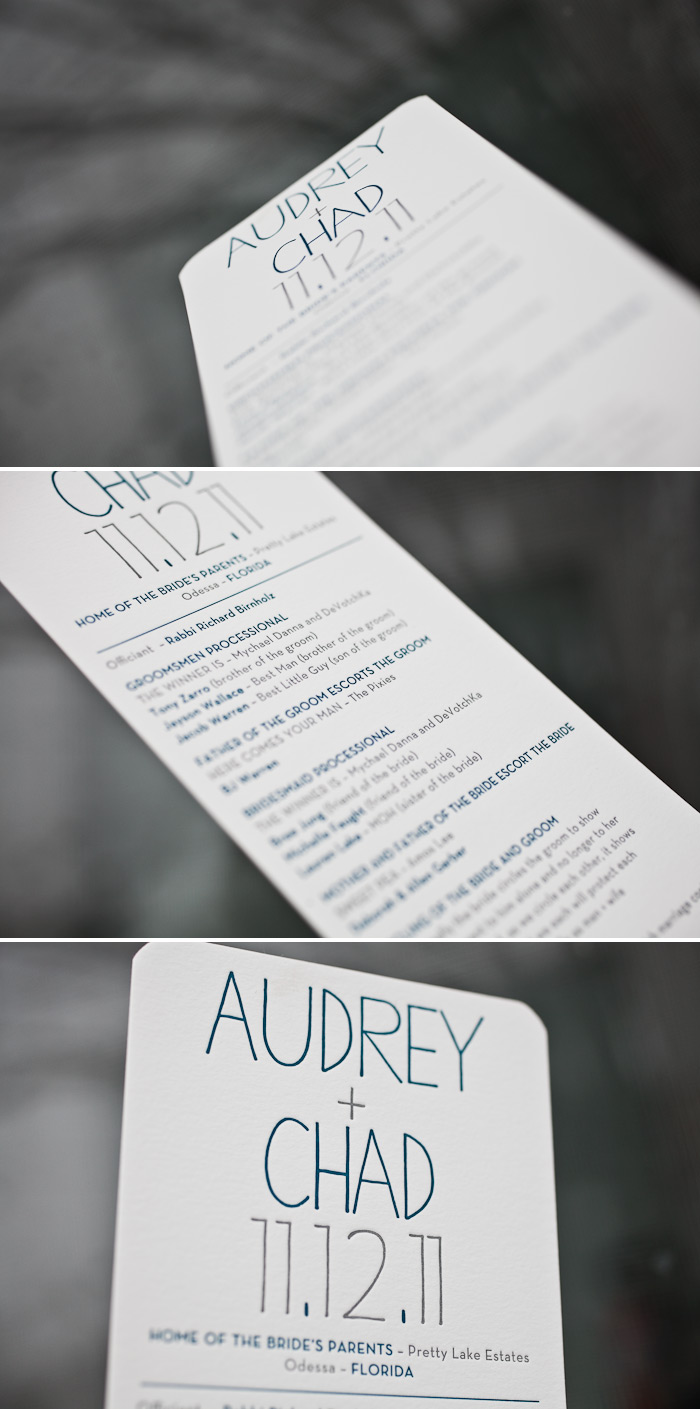 hand-pewter-med modern and sleek letterpress wedding programs