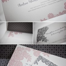b-lace-charcoal-wisteria romantic letterpress wedding invitations