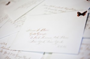Hand calligraphed envelopes by Debi Zeinert for the 2012 national stationery show invitations