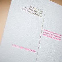 Bella Figura's 2012 NSS invitations Letterpress invitations that feature foil stamping and the Bella Figura Unique Minimes design, printed for the 2012 national stationery show