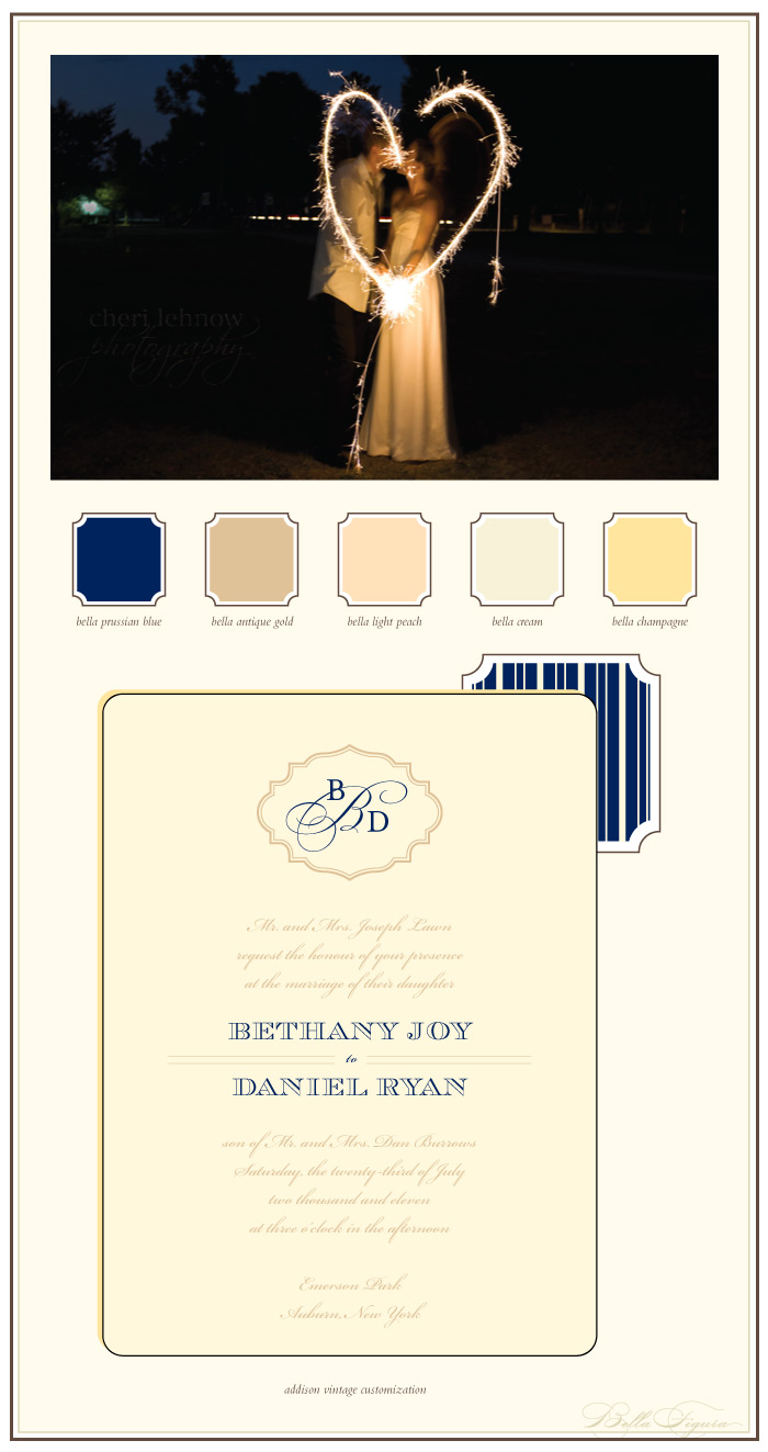 Addison Vintage letterpress wedding invitation