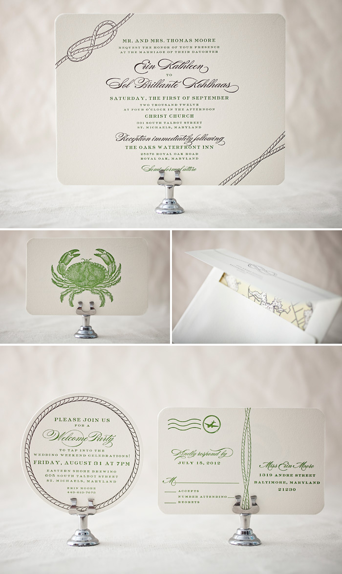 This nautical customization from the Pleasure of your Company features Bella Figura's Deveril design and was recognized in the 2012 Bella Figura design contest This nautical customization of our Deveril design was a 2012 Bella Figura design contest honoree