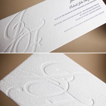 This is a custom submitted design printed by Bella Figura in charcoal and blind deboss inks.