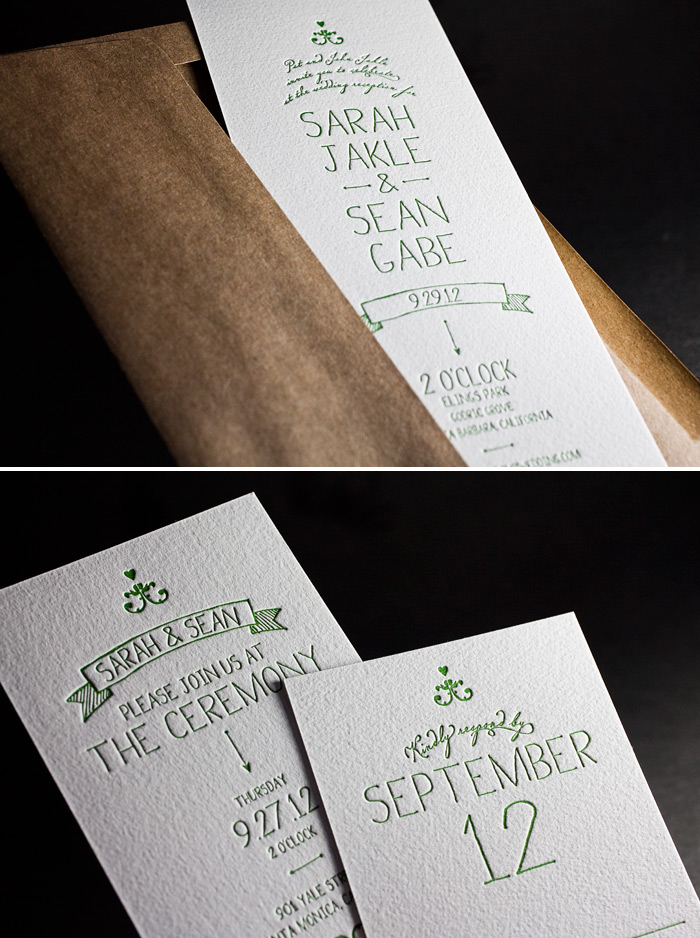 This is a customization of Bella Figura's Dash design that is letterpressed in garden ink.