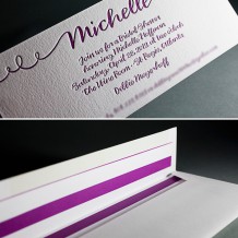 This is a customization of Bella Figura's String Calligraphy design. This is a letterpress customization of Bella Figura's String Calligraphy design printed in aubergine.