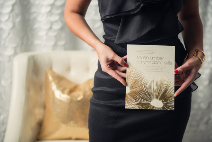 Our Glamorous Blooms design features two-tone gold - shiny gold and matte gold - foil stamping for an ultra-glamorous affair