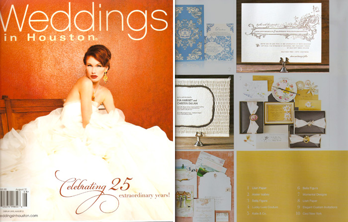 Wedding in Houston featured Indie Twill and Splendor in their August issue