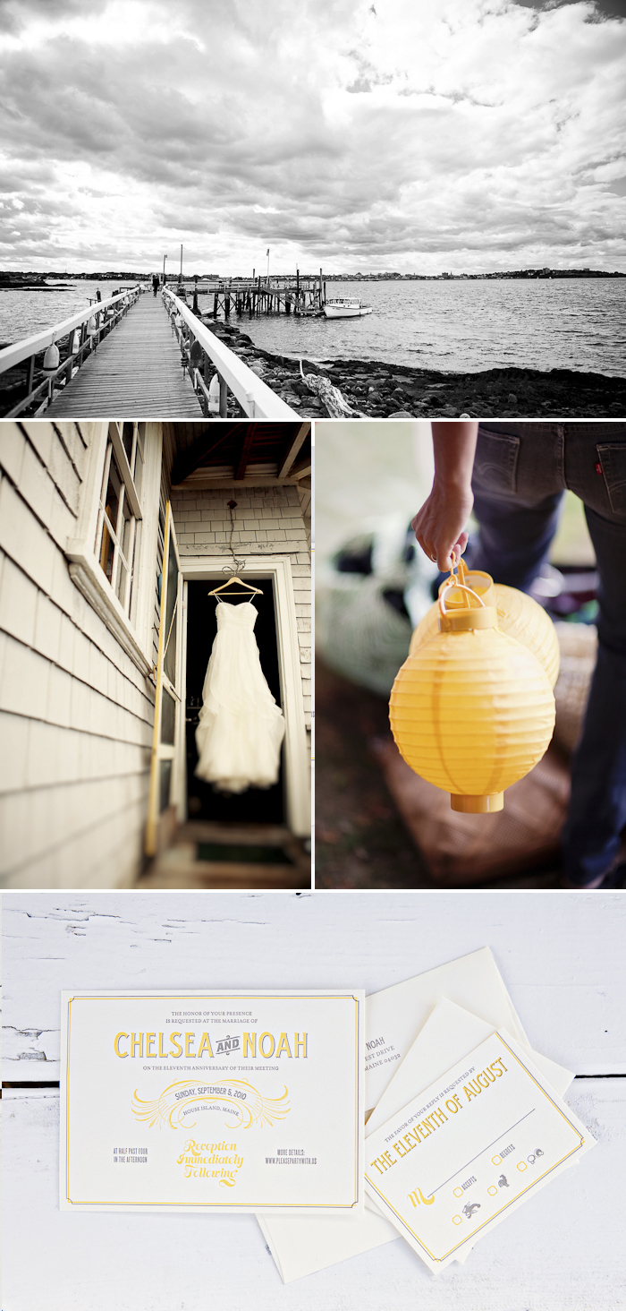 Our Tara design is the perfect choice paired with the couple's yellow balloon theme! Balloons, and vintage letterpress wedding invitations are perfect together.