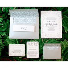 Bella Figura's Aria design in charcoal letterpress and silver shine foil with photography by Kim Thiel
