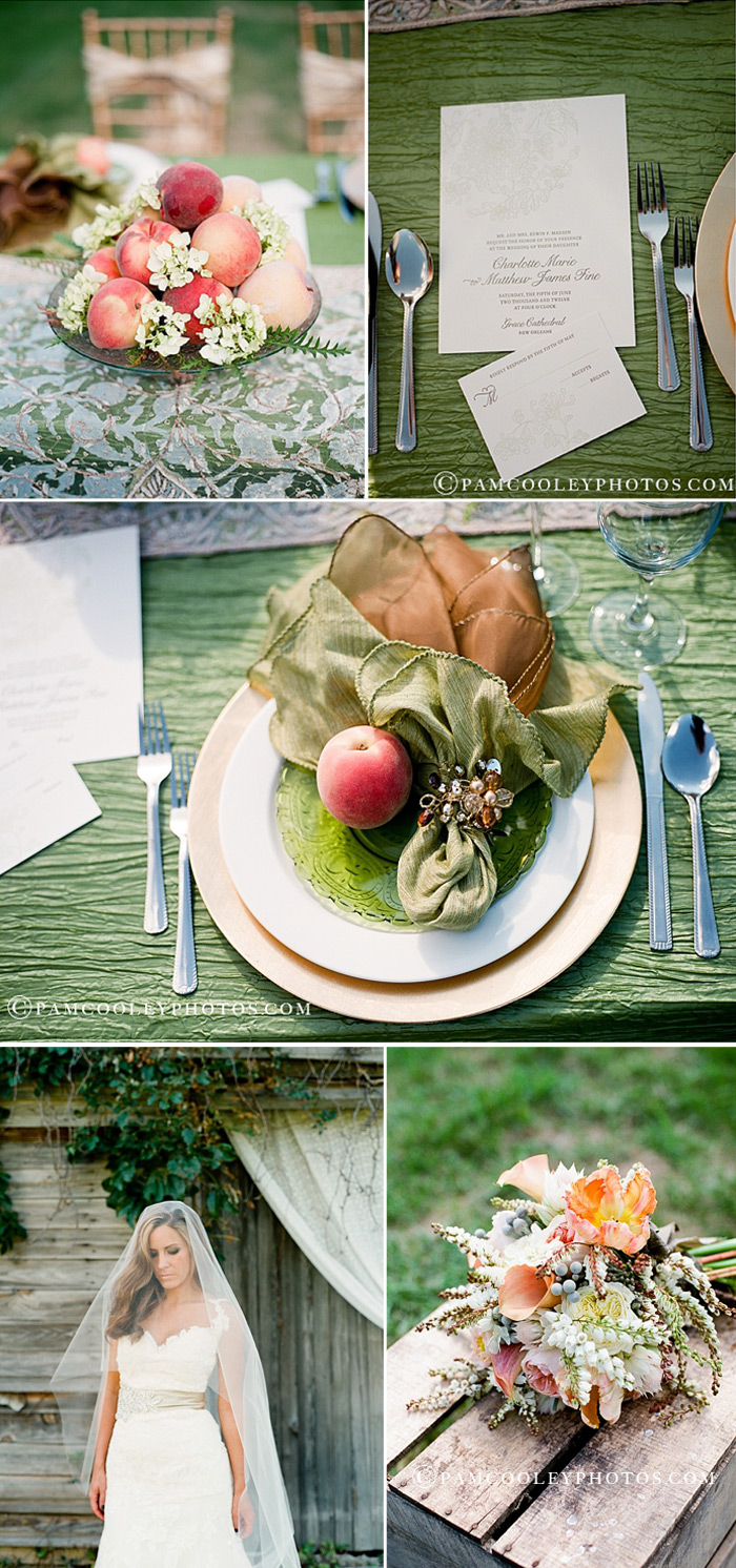 The Dolce design adds a whimsical touch to this rustic setting.