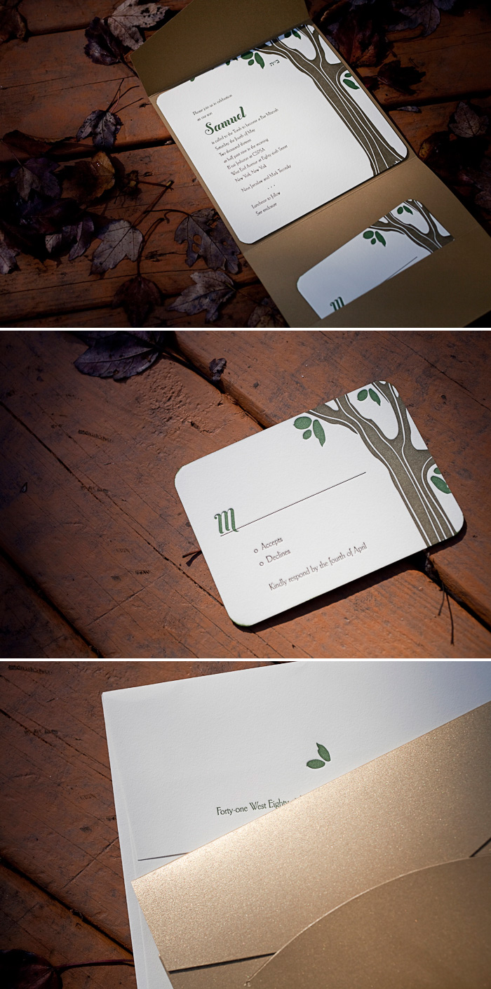 Our Linden Summer letterpress invitations are perfect for your Bar Mitzvah