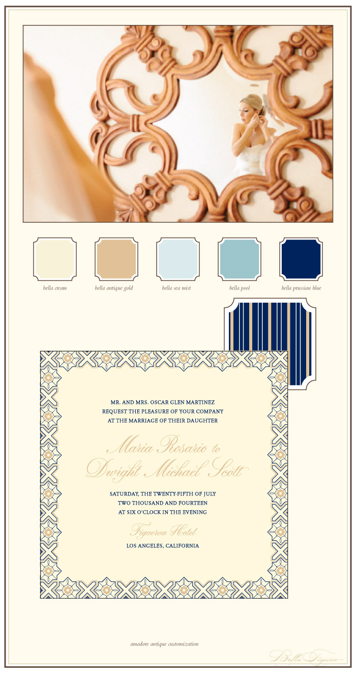 This is a customization of Bella Figura's Amadore Antique design that is elegant and classy.