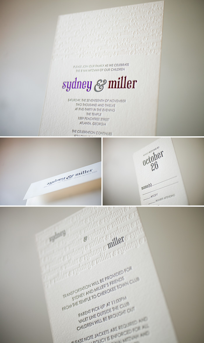 4 colors make this custom submitted wedding invitation design stand out