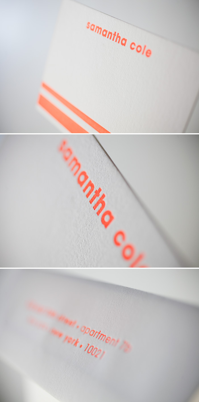 Neon letterpress makes these thank you notes unique.