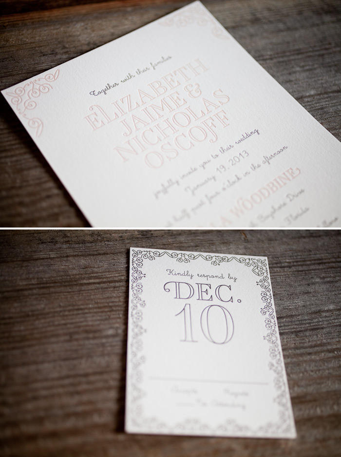 Whimsical fonts and soft pastels make the most romantic letterpress wedding invitations