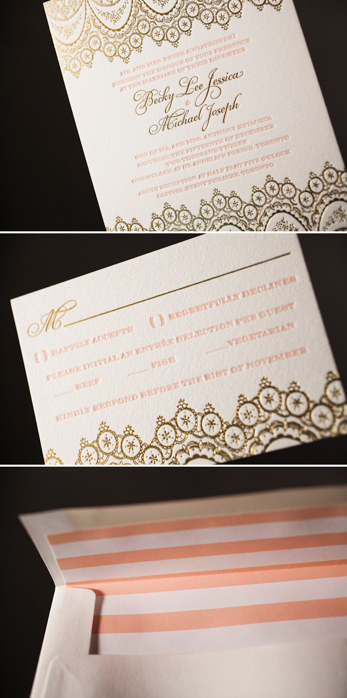The Istanbul Lace design looks stunning with gold matte foil