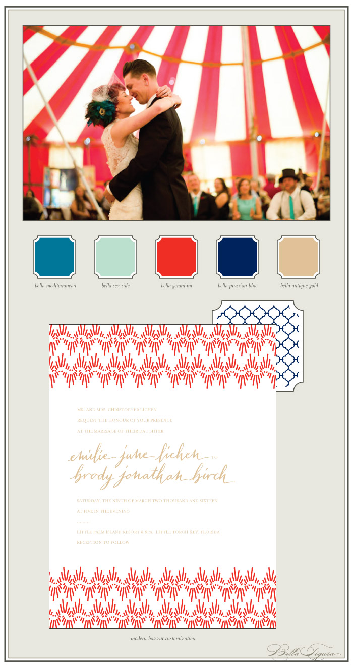 Modern Bazaar letterpress wedding invitation steals the show