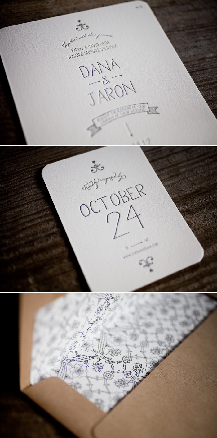 Jute lined envelopes tie in this simplistic invitation suite