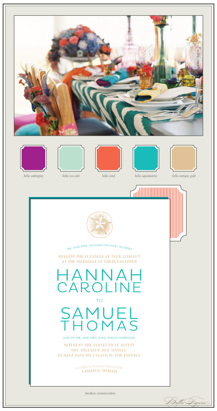 Tropical and colorful letterpress wedding invitation The perfect letterpress beach wedding invitation
