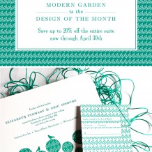 The Modern Garden letterpress invitation suite from Bella Figura is on sale during the month of April
