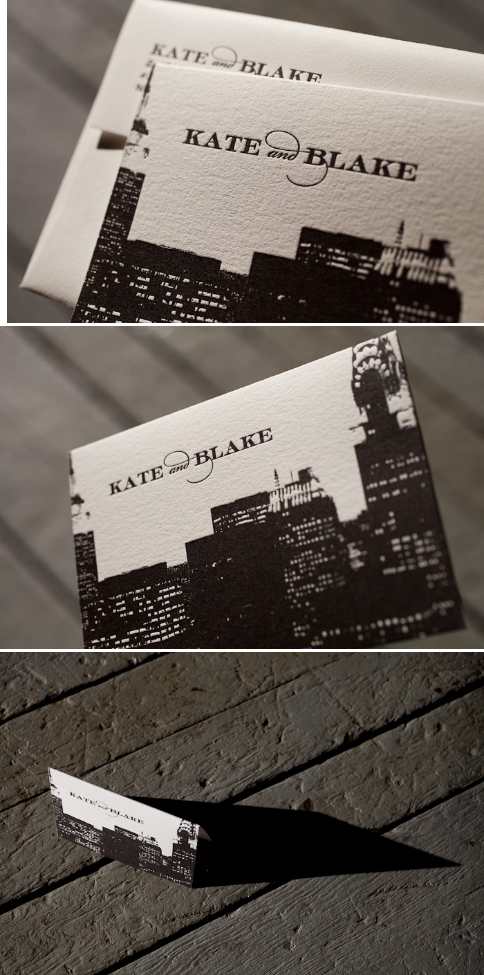 Letterpress thank you notes with the NY skyline