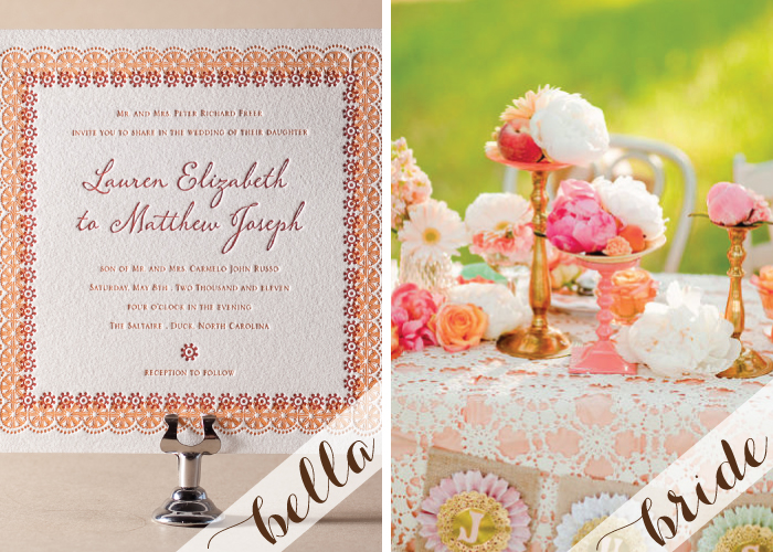 Letterpress wedding invitations in a colorful palette
